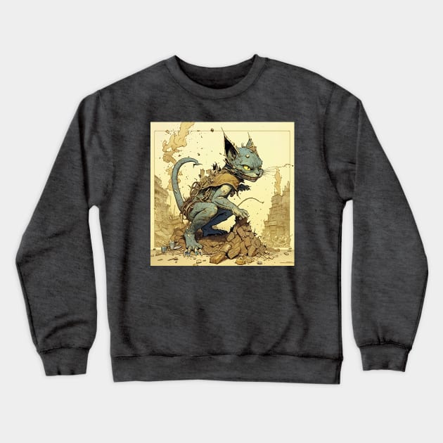 Futuristic Bio Machine Apocalypse Cat Crewneck Sweatshirt by kiddo200